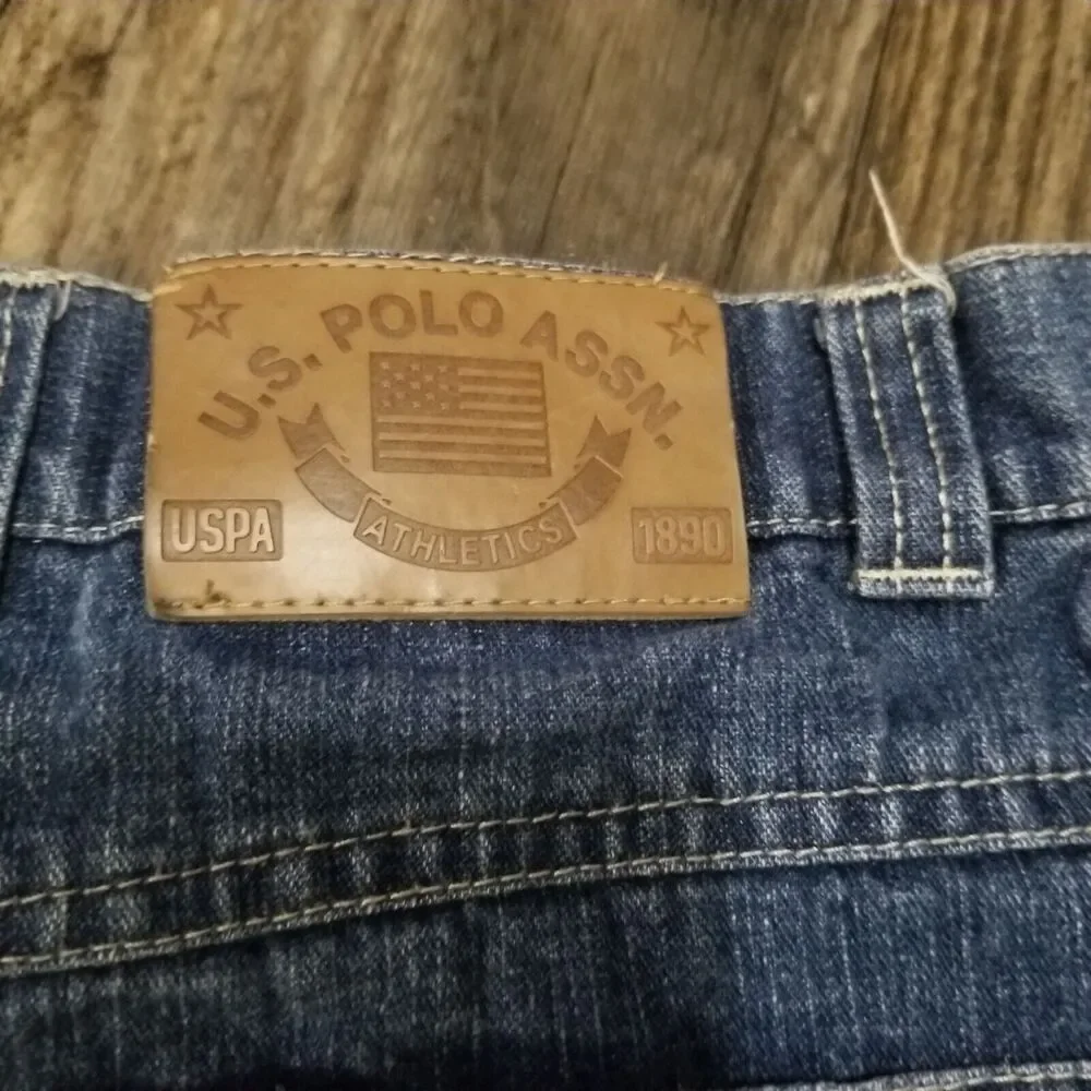 VTG US Polo Assn Jeans Youth Sz 7 Blue Denim Carpenter Baggy Hip Hop Y2K Skater
